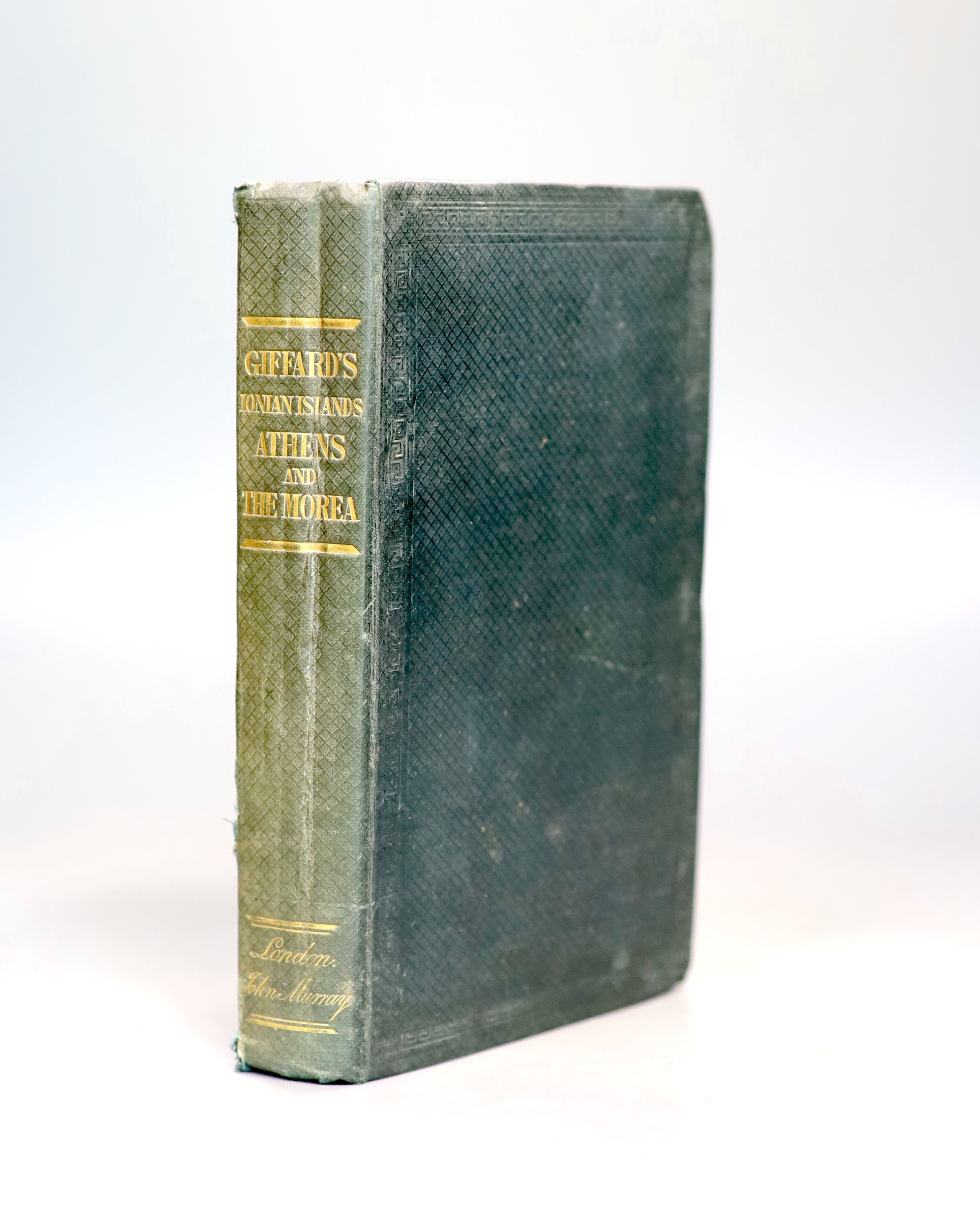 Giffard, Edward - A Short Visit to the Ionian Islands.....1st edition, 8vo, original cloth, with frontis, map and 5 tissue guarded plates, some marginal damp staining, John Murray, London, 1837